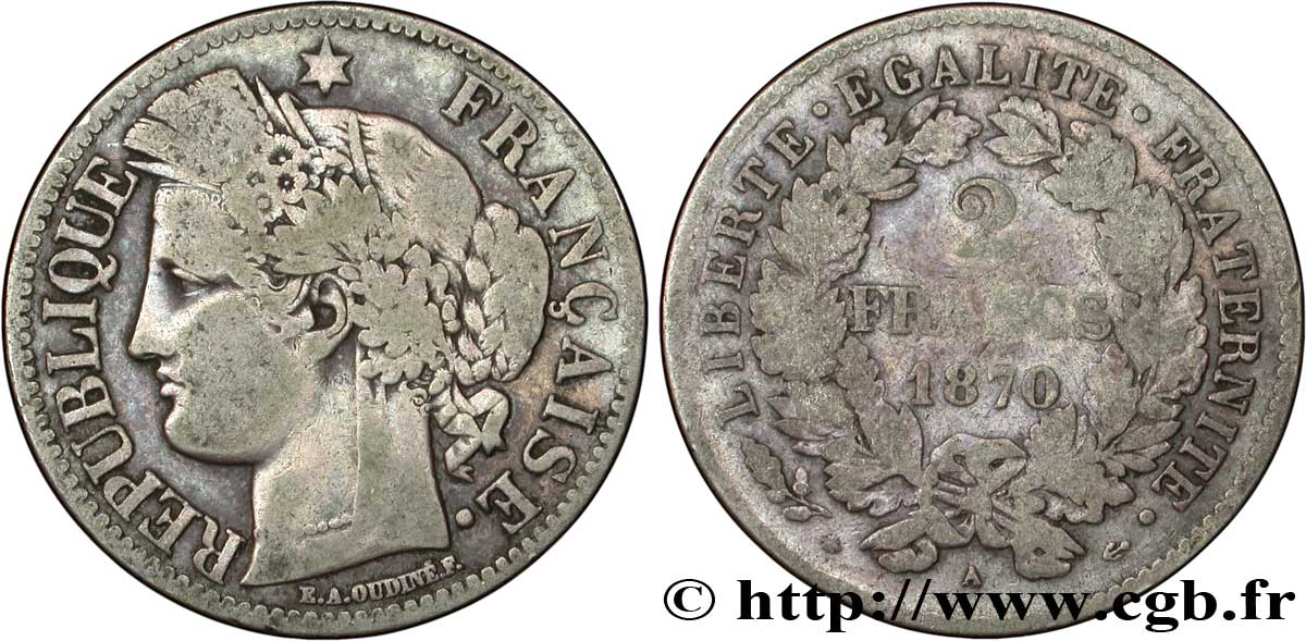 2 francs Cérès, avec légende 1870 Paris F.265/2 B12 
