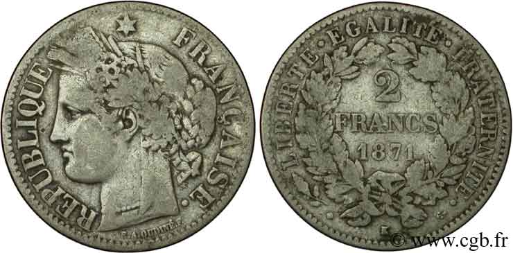 2 francs Cérès, avec légende 1871 Bordeaux F.265/7 B12 