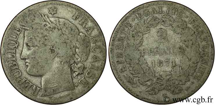 2 francs Cérès, avec légende 1871 Bordeaux F.265/7 B8 