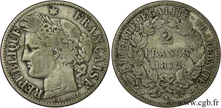 2 francs Cérès, avec légende 1872 Bordeaux F.265/9 B12 