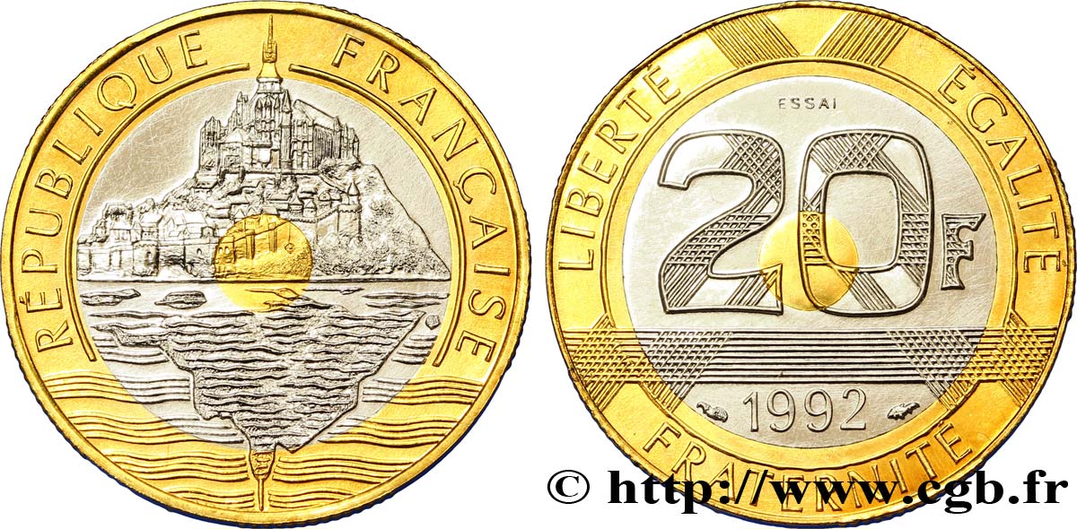 Essai de 20 francs Mont Saint-Michel 1992 Pessac F.403/1 MS63 