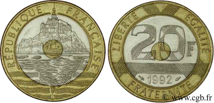 20 francs Mont Saint-Michel 1992 Pessac F.403/2 VZ58 
