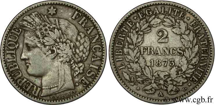 2 francs Cérès, avec légende 1873 Paris F.265/10 XF48 