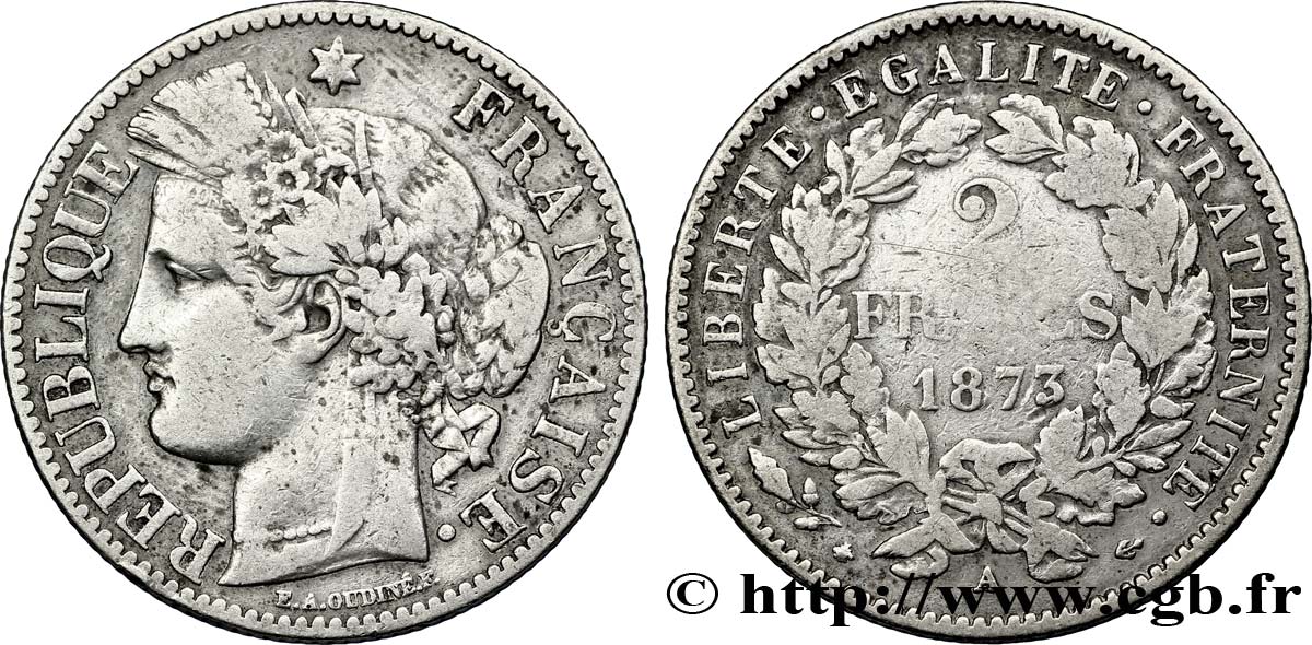 2 francs Cérès, avec légende 1873 Paris F.265/10 S15 
