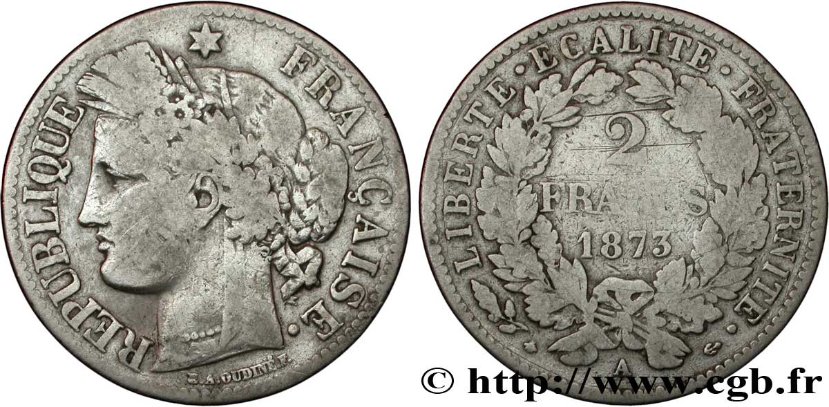 2 francs Cérès, avec légende 1873 Paris F.265/10 B8 