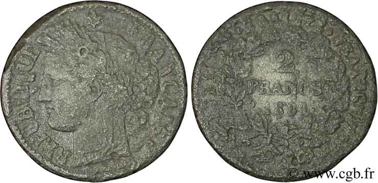 Faux de 2 francs Cérès, avec légende 1881 Paris F.265/12 var. q.B 