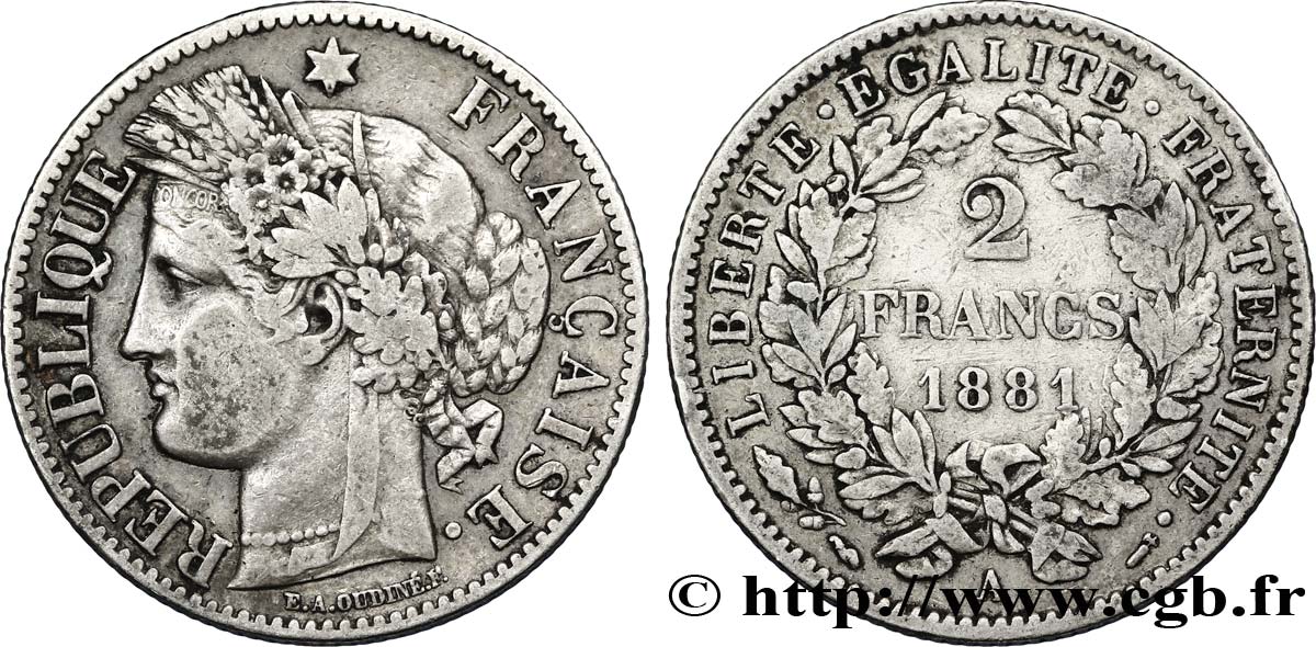 2 francs Cérès, avec légende 1881 Paris F.265/12 TTB45 
