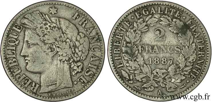 2 francs Cérès, avec légende 1887 Paris F.265/13 TB20 