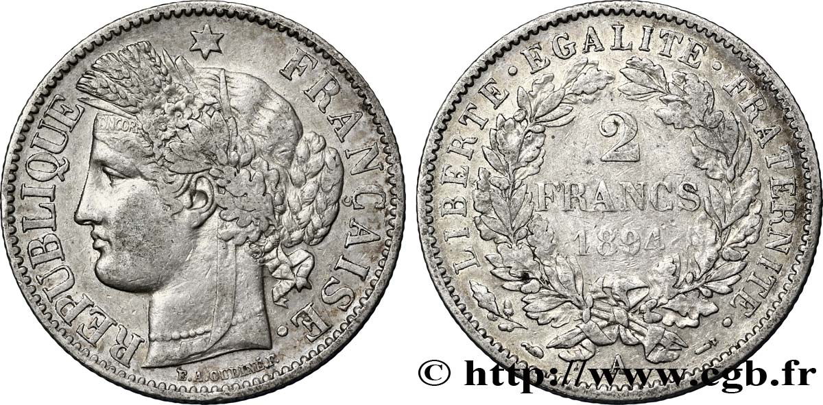 2 francs Cérès, avec légende 1894 Paris F.265/16 SS45 