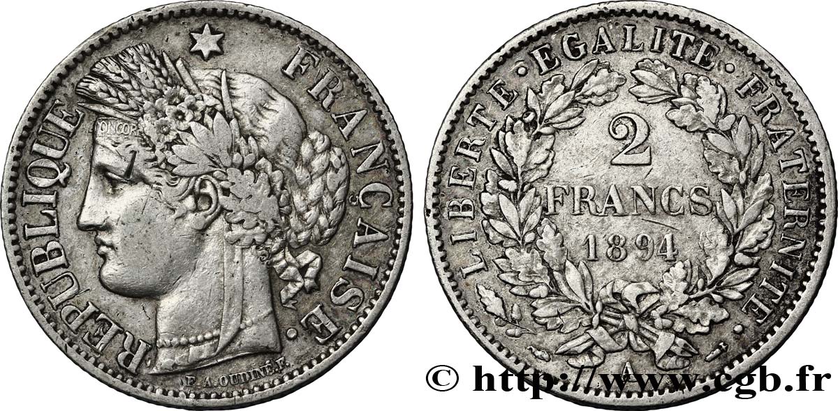 2 francs Cérès, avec légende 1894 Paris F.265/16 TTB40 