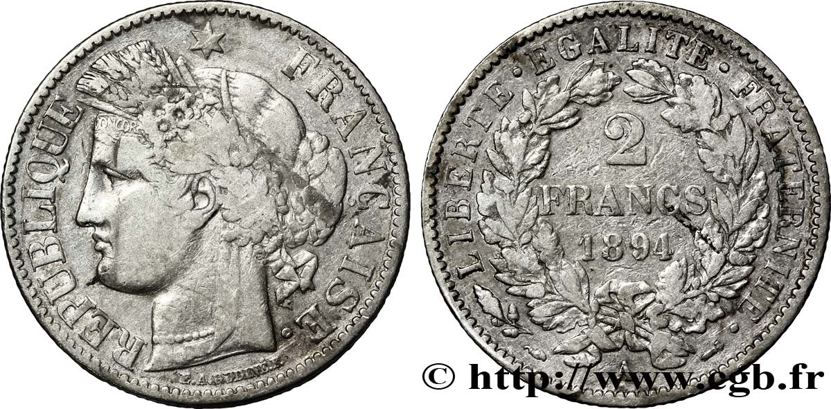 2 francs Cérès, avec légende 1894 Paris F.265/16 S25 