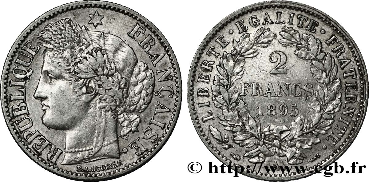 2 francs Cérès, avec légende 1895 Paris F.265/17 TTB50 