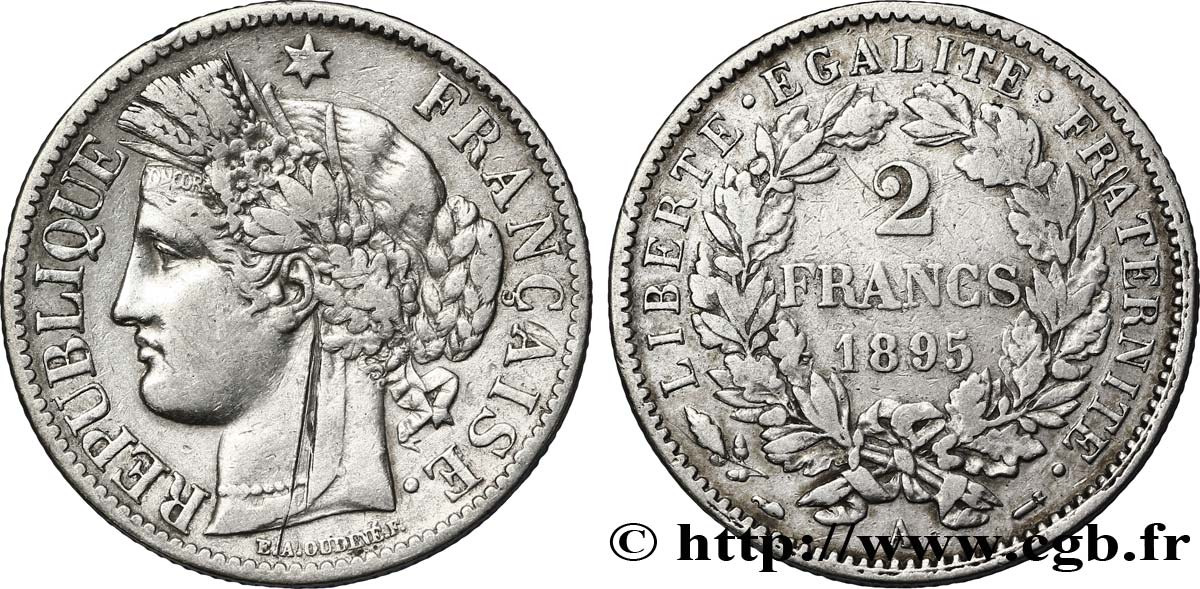 2 francs Cérès, avec légende 1895 Paris F.265/17 TB30 
