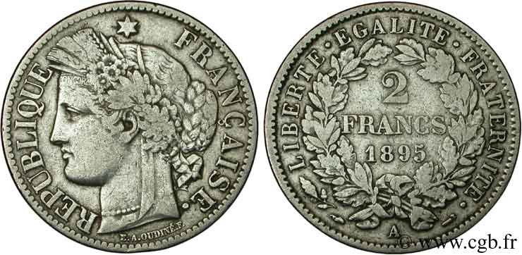 2 francs Cérès, avec légende 1895 Paris F.265/17 F12 