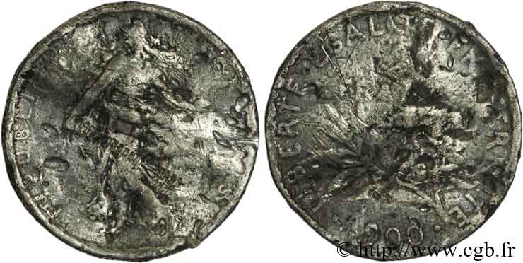 Faux de 2 francs Semeuse 1900  F.266/4 var. B8 
