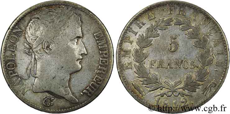 5 francs Napoléon Empereur, Empire français 1812 Utrecht F.307/56 TB30 