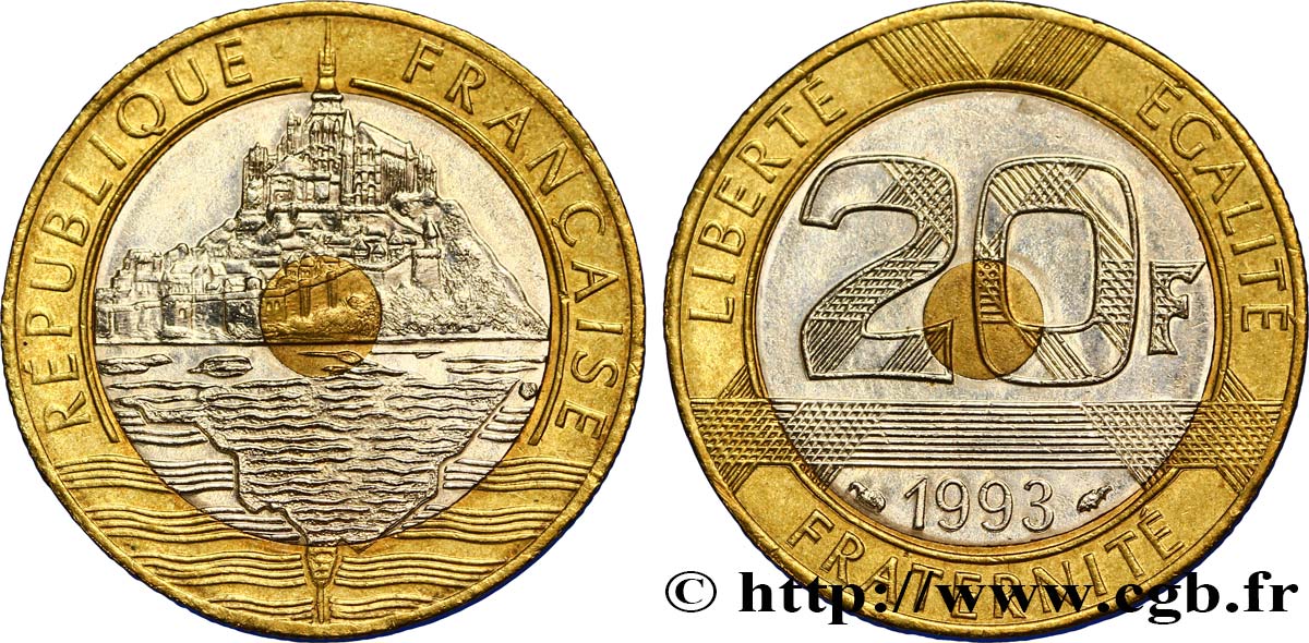 20 francs Mont Saint-Michel 1993 Pessac F.403/7 AU58 