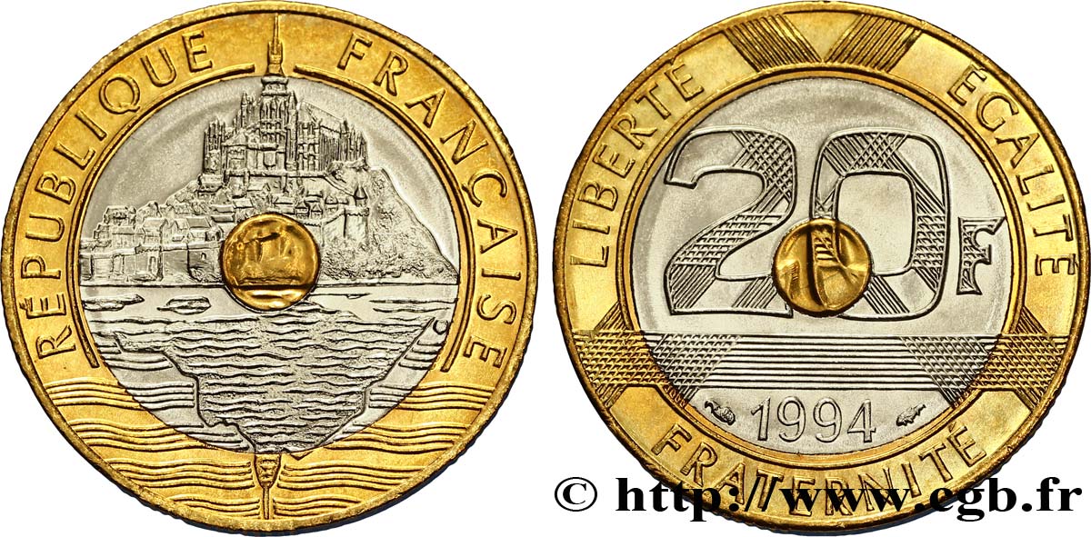 20 francs Mont Saint-Michel 1994 Pessac F.403/9 MS63 