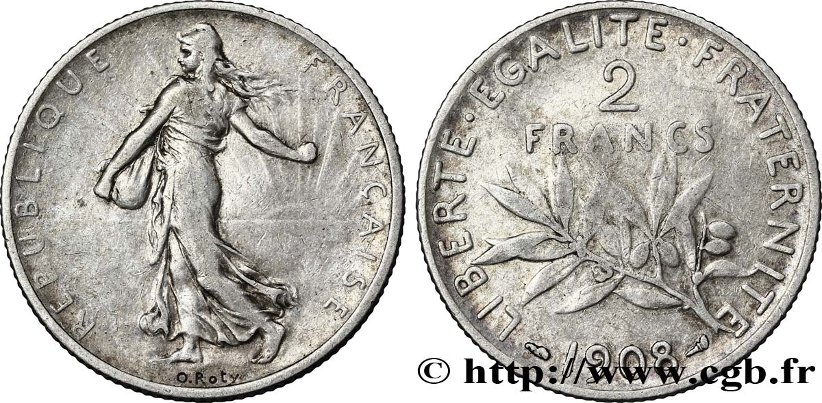 2 francs Semeuse 1908  F.266/10 TB15 