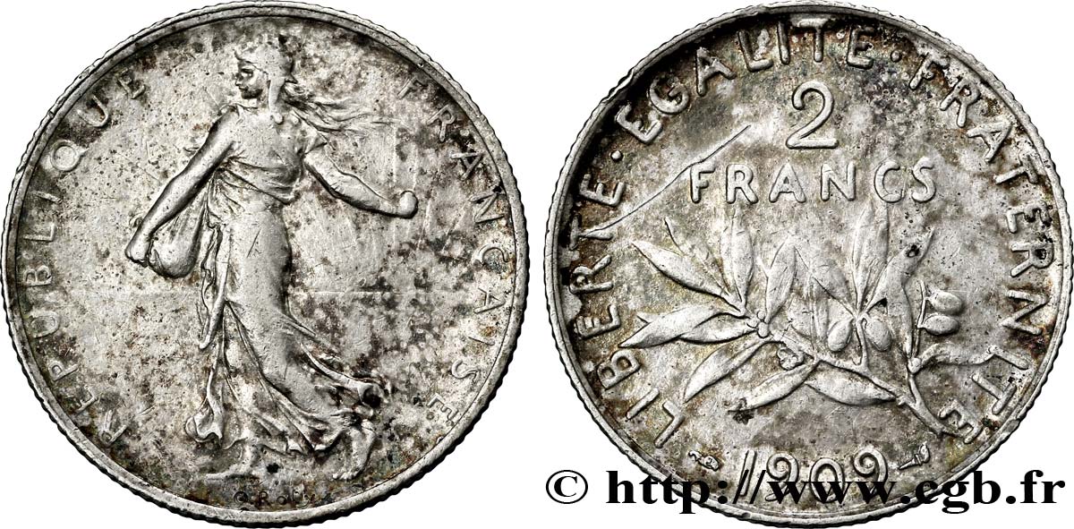2 francs Semeuse 1909  F.266/11 TTB40 