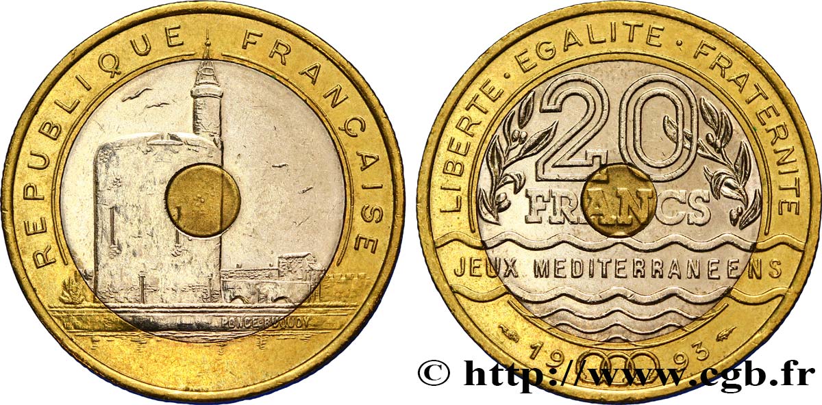 20 francs Jeux Méditerranéens 1993 Pessac F.404/2 TTB53 