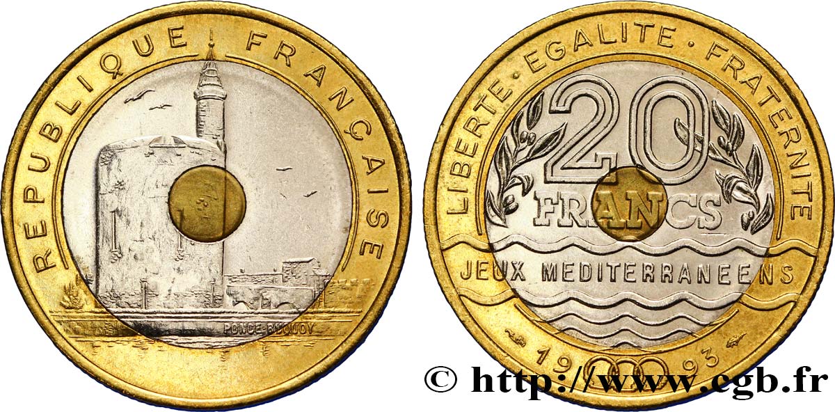 20 francs Jeux Méditerranéens 1993 Pessac F.404/2 SUP60 