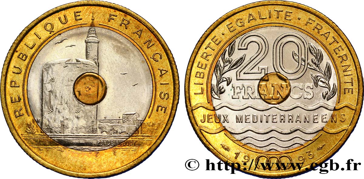 20 francs Jeux Méditerranéens 1993 Pessac F.404/2 VZ62 