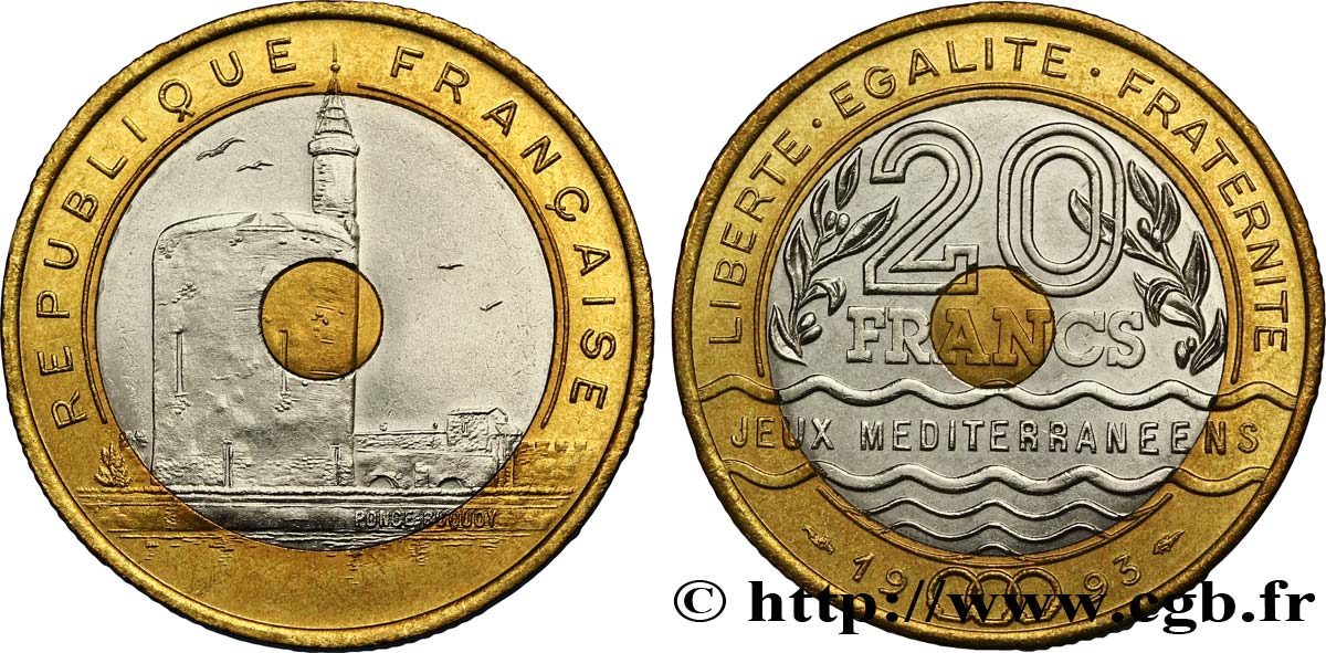 20 francs Jeux Méditerranéens 1993 Pessac F.404/2 MS63 