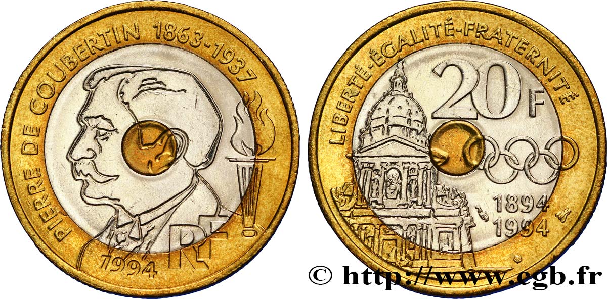 20 francs Pierre de Coubertin 1994 Pessac F.405/2 SUP60 