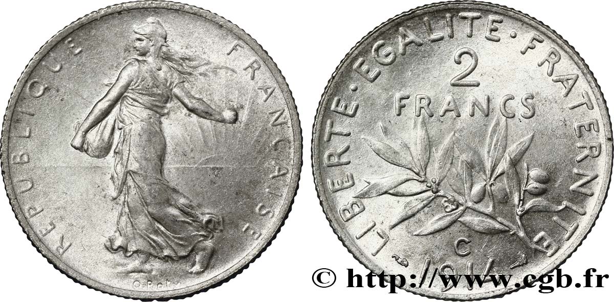 2 francs Semeuse 1914 Castelsarrasin F.266/16 SUP55 