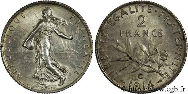 2 francs Semeuse 1914 Castelsarrasin F.266/16 AU52 