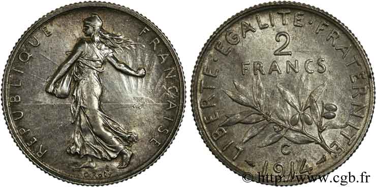 2 francs Semeuse 1914 Castelsarrasin F.266/16 TTB48 