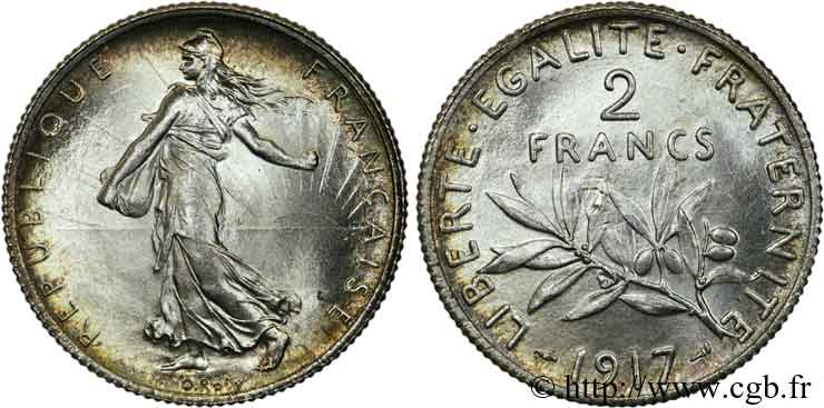 2 francs Semeuse 1917  F.266/19 SPL63 