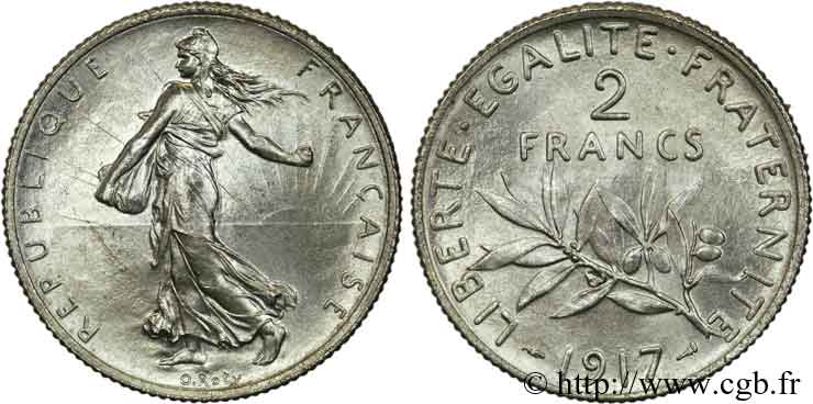2 francs Semeuse 1917  F.266/19 SUP58 