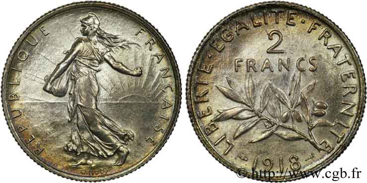 2 francs Semeuse 1918  F.266/20 EBC58 