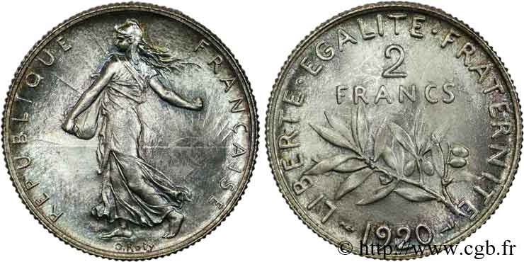 2 francs Semeuse 1920  F.266/22 MS62 