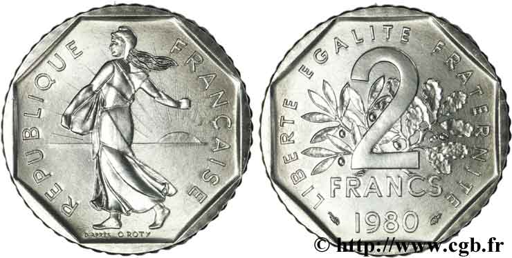2 francs Semeuse, nickel 1980 Pessac F.272/4 MS65 