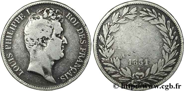 5 francs type Tiolier avec le I, tranche en relief 1831 Paris F.316/2 RC13 