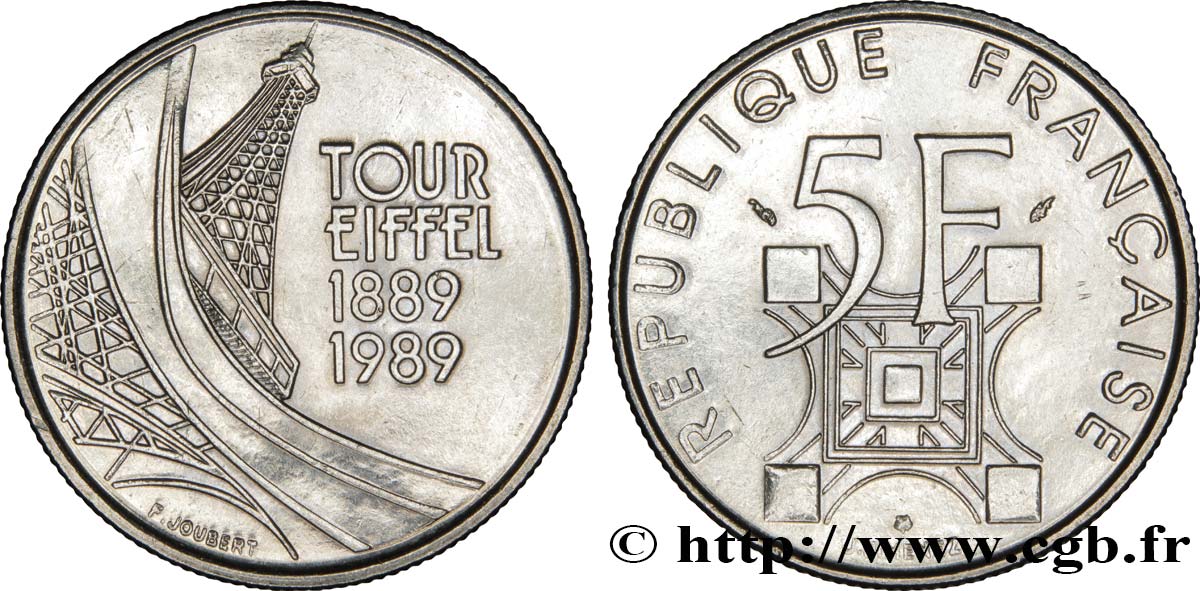 5 francs Tour Eiffel 1989  F.342/2 SPL60 