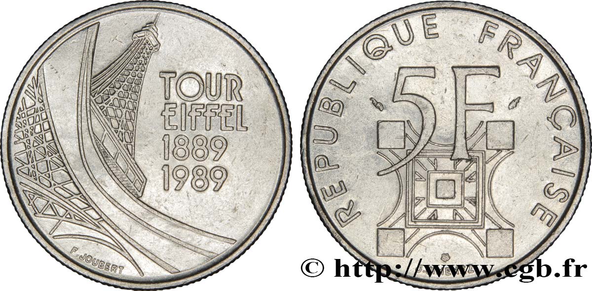 5 francs Tour Eiffel 1989  F.342/2 AU50 