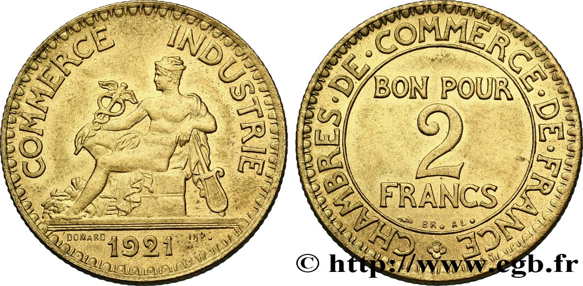 2 francs Chambres de Commerce 1921  F.267/3 SUP55 
