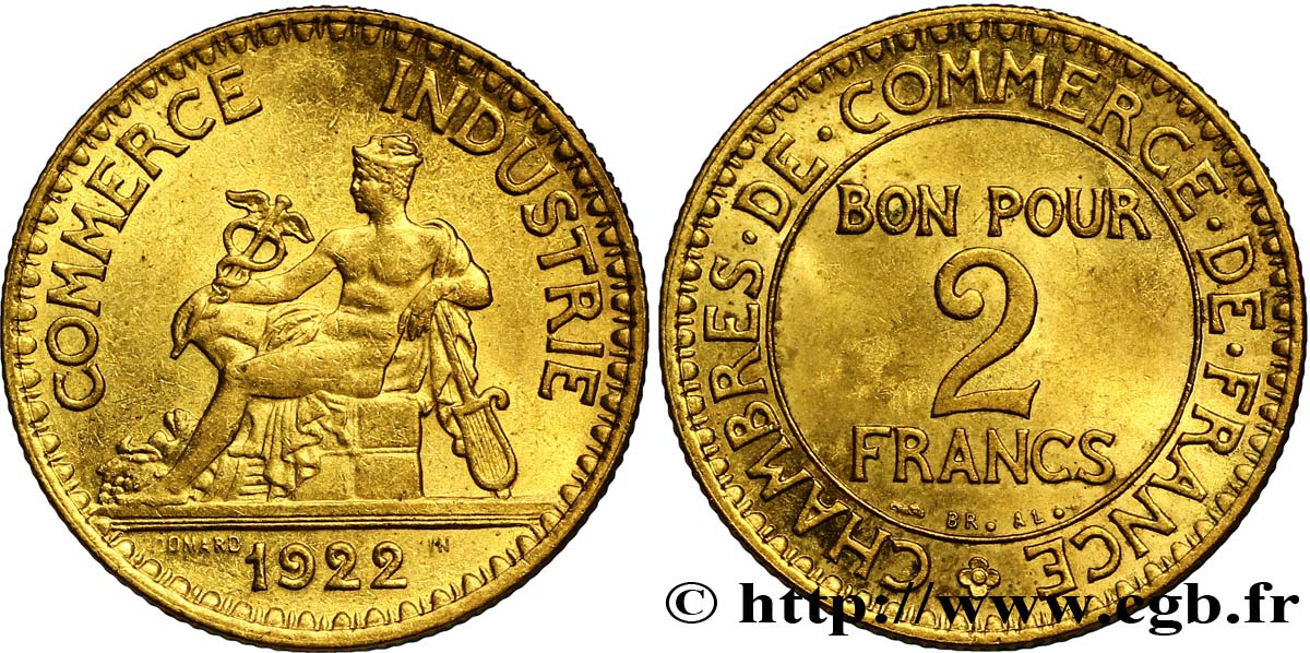 2 francs Chambres de Commerce 1922  F.267/4 VZ58 