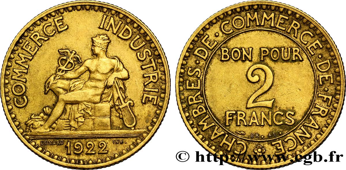 2 francs Chambres de Commerce 1922  F.267/4 XF48 