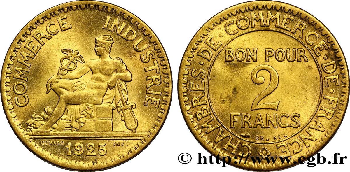 2 francs Chambres de Commerce 1925  F.267/7 EBC60 