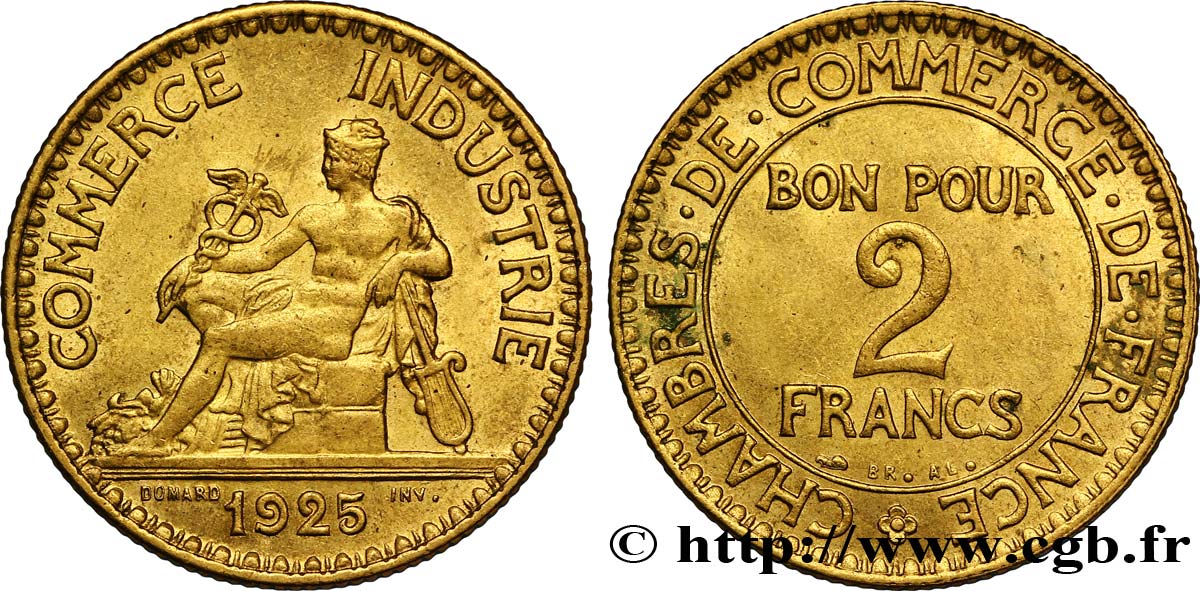 2 francs Chambres de Commerce 1925  F.267/7 AU53 