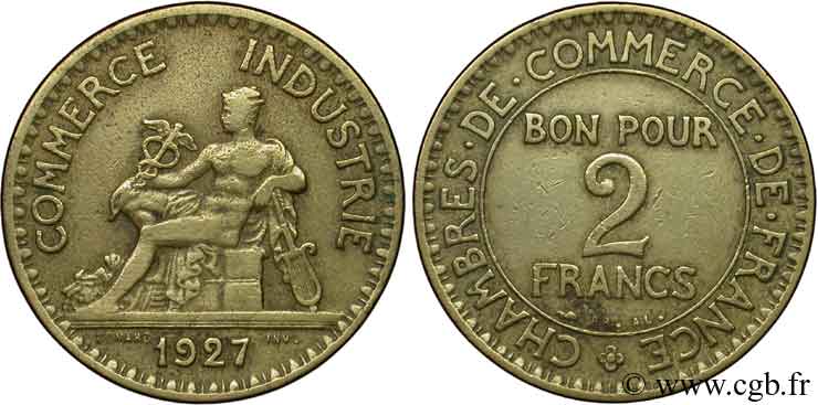 2 francs Chambres de Commerce 1927  F.267/9 VF20 