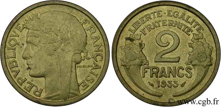 2 francs Morlon 1933  F.268/5 AU55 
