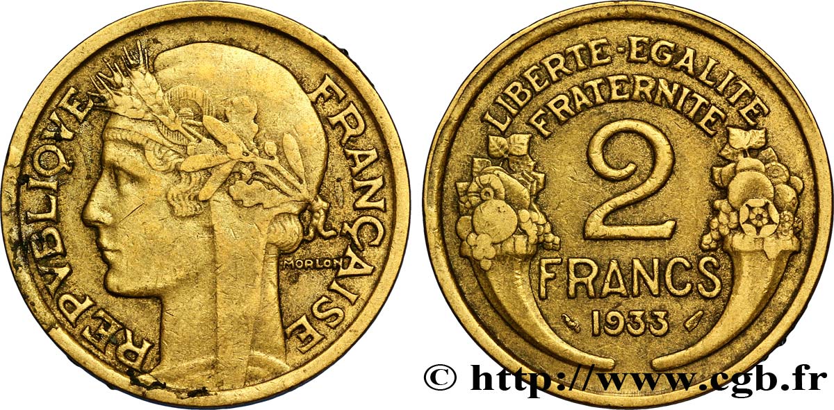 2 francs Morlon 1933  F.268/6 XF48 