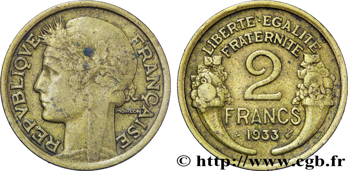 2 francs Morlon 1933  F.268/6 VF30 