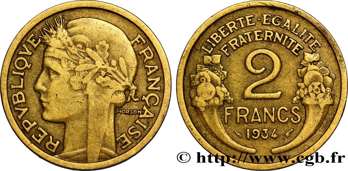 2 francs Morlon 1934  F.268/7 XF40 